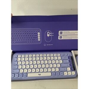 Logitech Pop Icon Combo, Bluetooth Keyboard and Mouse Combo, Lilac Purple